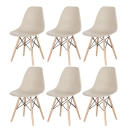 Kit 6 Cadeiras de jantar Charles Eames Eiffel DSW em Polipropileno - Nude