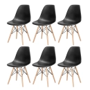 Kit 6 Cadeiras de jantar Charles Eames Eiffel DSW em Polipropileno - Preto