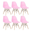 Kit 6 Cadeiras de jantar Charles Eames Eiffel DSW em Polipropileno - Rosa claro