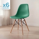 Kit 6 Cadeiras de jantar Charles Eames Eiffel DSW em Polipropileno - Verde escuro