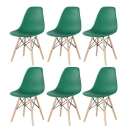 Kit 6 Cadeiras de jantar Charles Eames Eiffel DSW em Polipropileno - Verde escuro