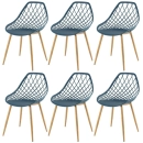 Kit 6 Cadeiras de jantar Clarice Cloe com design contemporâneo - Azul petróleo