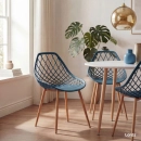 Kit 6 Cadeiras de jantar Clarice Cloe com design contemporâneo - Azul petróleo