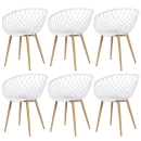 Kit 6 Cadeiras de jantar Clarice Nest com design moderno e anatômico - Branco