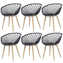 Kit 6 Cadeiras de jantar Clarice Nest com design moderno e anatômico - Preto