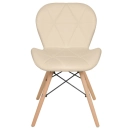 Kit 6 Cadeiras de jantar estofada Charles Eames Eiffel Slim Wood confort – Nude