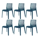 Kit 6 Cadeiras de jantar Gruvyer com design contemporâneo e anatômico - Azul petróleo