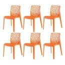 Kit 6 Cadeiras de jantar Gruvyer com design contemporâneo e anatômico - Laranja