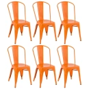 Kit 6 Cadeiras de jantar Iron Tolix com design industrial - Laranja