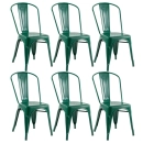 Kit 6 Cadeiras de jantar Iron Tolix com design industrial - Verde Escuro