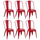 Kit 6 Cadeiras de jantar Iron Tolix com design industrial - Vermelho