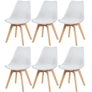 Kit 6 cadeiras de jantar Leda com assento estofado e design moderno – Branco