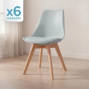 Kit 6 cadeiras de jantar Leda com assento estofado e design moderno – Cinza-claro