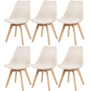 Kit 6 cadeiras de jantar Leda com assento estofado e design moderno – Creme