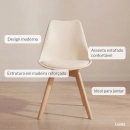 Kit 6 cadeiras de jantar Leda com assento estofado e design moderno – Creme