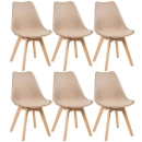 Kit 6 cadeiras de jantar Leda com assento estofado e design moderno – Nude