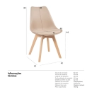 Kit 6 cadeiras de jantar Leda com assento estofado e design moderno – Nude