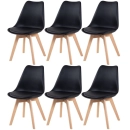 Kit 6 cadeiras de jantar Leda com assento estofado e design moderno – Preto