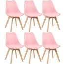Kit 6 cadeiras de jantar Leda com assento estofado e design moderno – Rosa-claro