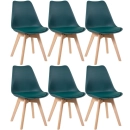 Kit 6 cadeiras de jantar Leda com assento estofado e design moderno – Verde-escuro