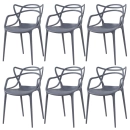 Kit 6 Cadeiras de jantar Master Allegra Design Moderno em Polipropileno - Cinza escuro