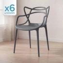 Kit 6 Cadeiras de jantar Master Allegra Design Moderno em Polipropileno - Cinza escuro