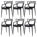 Kit 6 Cadeiras de jantar Master Allegra Design Moderno em Polipropileno - Preto