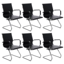 Kit 6 cadeiras escritório Esteirinha Home office fixa recepção - Preto