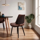 Kit 6 Cadeiras estofada Chicago com design industrial – Marrom Vintage