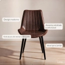 Kit 6 Cadeiras estofada Chicago com design industrial – Marrom Vintage