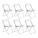 Kit 6 cadeiras jantar design dobrável cristal acrílico transparente Italia - Incolor