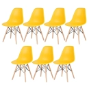 Kit 7 Cadeiras de jantar Charles Eames Eiffel DSW em Polipropileno - Amarelo