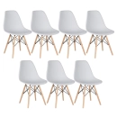 Kit 7 Cadeiras de jantar Charles Eames Eiffel DSW em Polipropileno - Cinza claro