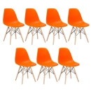 Kit 7 Cadeiras de jantar Charles Eames Eiffel DSW em Polipropileno - Laranja