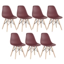 Kit 7 Cadeiras de jantar Charles Eames Eiffel DSW em Polipropileno - Marrom