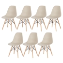 Kit 7 Cadeiras de jantar Charles Eames Eiffel DSW em Polipropileno - Nude