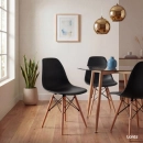 Kit 7 Cadeiras de jantar Charles Eames Eiffel DSW em Polipropileno - Preto