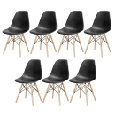 Kit 7 Cadeiras de jantar Charles Eames Eiffel DSW em Polipropileno - Preto