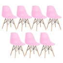 Kit 7 Cadeiras de jantar Charles Eames Eiffel DSW em Polipropileno - Rosa claro