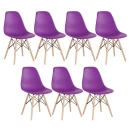 Kit 7 Cadeiras de jantar Charles Eames Eiffel DSW em Polipropileno - Roxo