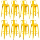 Kit 8 banquetas altas para bancada Iron Tolix com encosto 76 cm – Amarelo