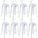 Kit 8 banquetas altas para bancada Iron Tolix com encosto 76 cm – Branco