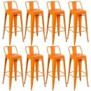 Kit 8 banquetas altas para bancada Iron Tolix com encosto 76 cm – Laranja