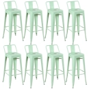 Kit 8 banquetas altas para bancada Iron Tolix com encosto 76 cm – Verde Claro