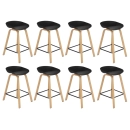 Kit 8 Banquetas média para bancada Cassia com base de madeira 66 cm - Preto