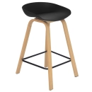 Kit 8 Banquetas média para bancada Cassia com base de madeira 66 cm - Preto