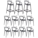 Kit 8 cadeiras + 3 banquetas altas Masters Allegra - Cinza escuro