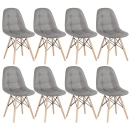 Kit 8 Cadeiras de jantar Charles Eames Eiffel Botonê Estofada - Cinza