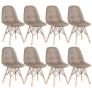 Kit 8 Cadeiras de jantar Charles Eames Eiffel Botonê Estofada - Nude