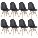 Kit 8 Cadeiras de jantar Charles Eames Eiffel Botonê Estofada - Preto